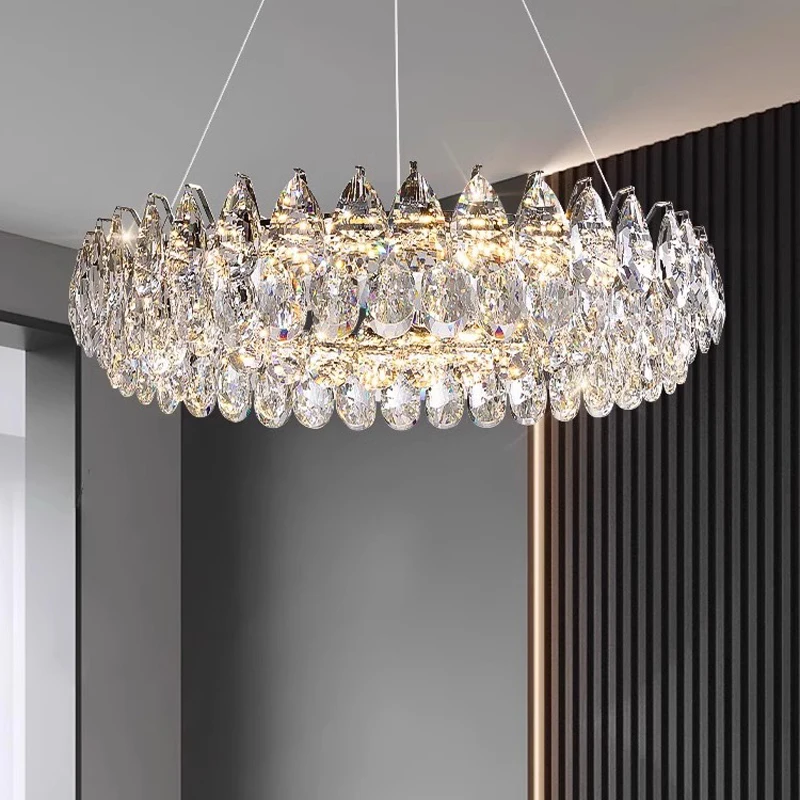 Lámparas colgantes de cristal para gran sala de estar, candelabros creativos de lujo para dormitorio, lámparas colgantes modernas para restaurante