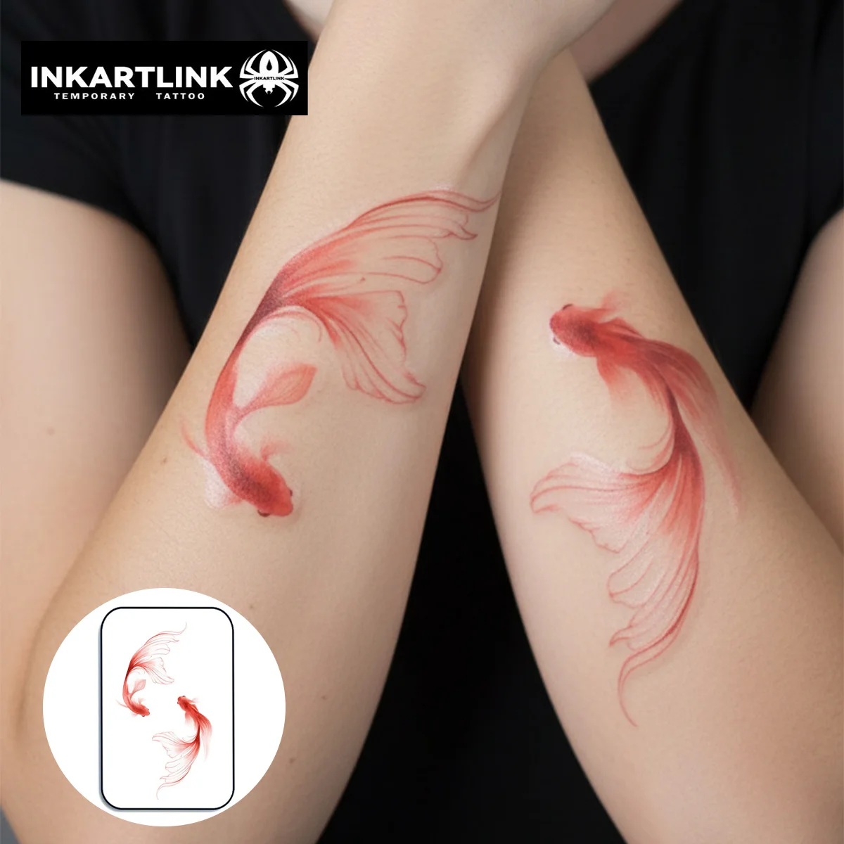 INKARTLINK Temporary Tattoo Stickers Waterproof Color Printing Art Fish Temporary Tattoo Party Supplies DIY Stickers
