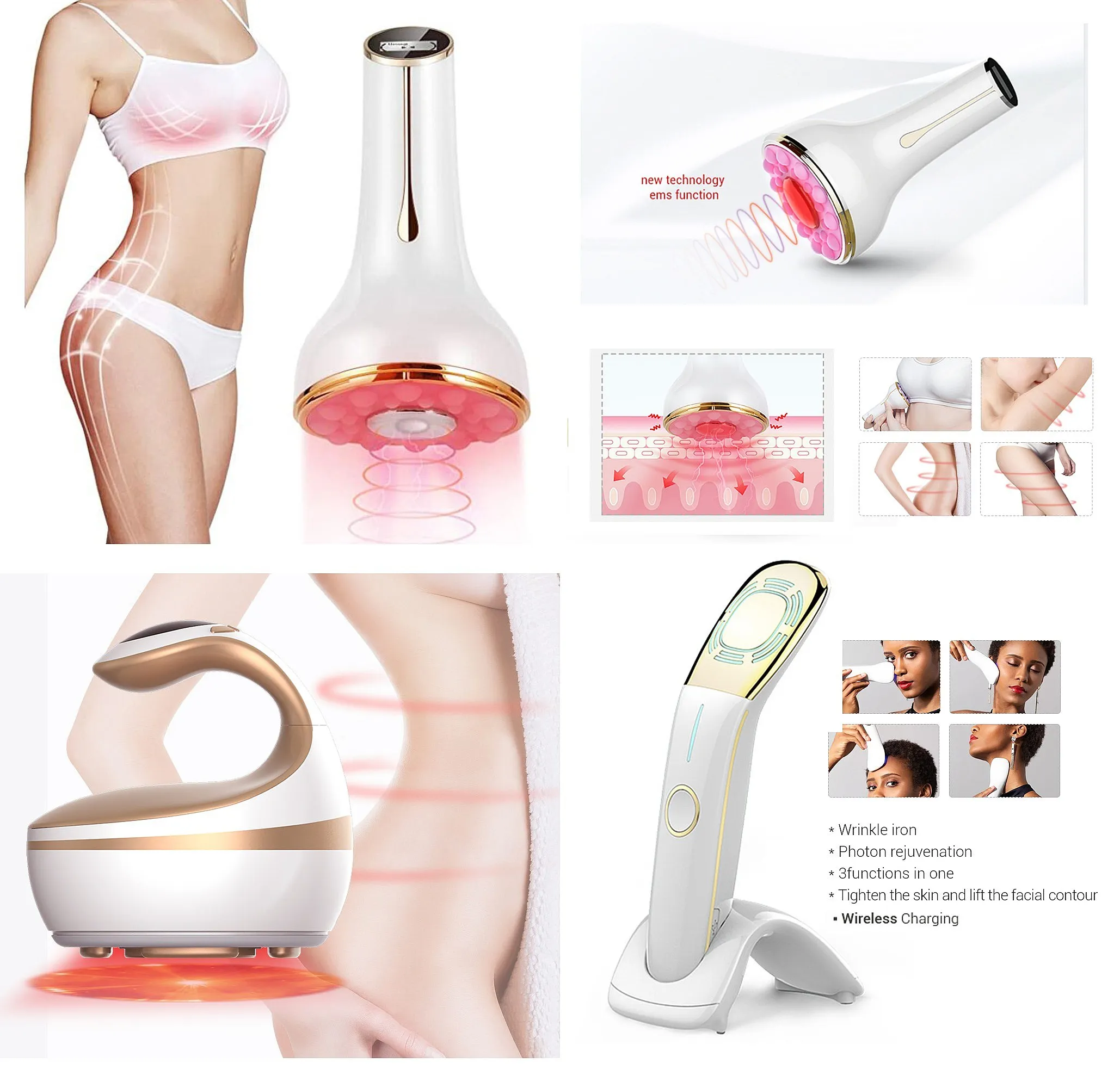 Hot Sales Standing EMS Electric Breast Care Machine Rechargeable Cupping Enlargement Firming Weight Loss 42C Temperature 2.8W