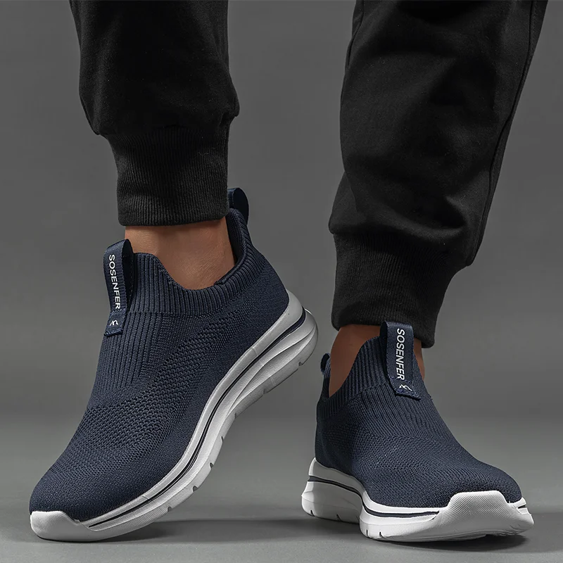 Tênis Esportivos de Malha Leve para Homens, Tênis de Slip-On, Tênis Respiráveis, Tênis de Corrida, Tênis ao Ar Livre, Tamanho Grande, 44, 45, 46