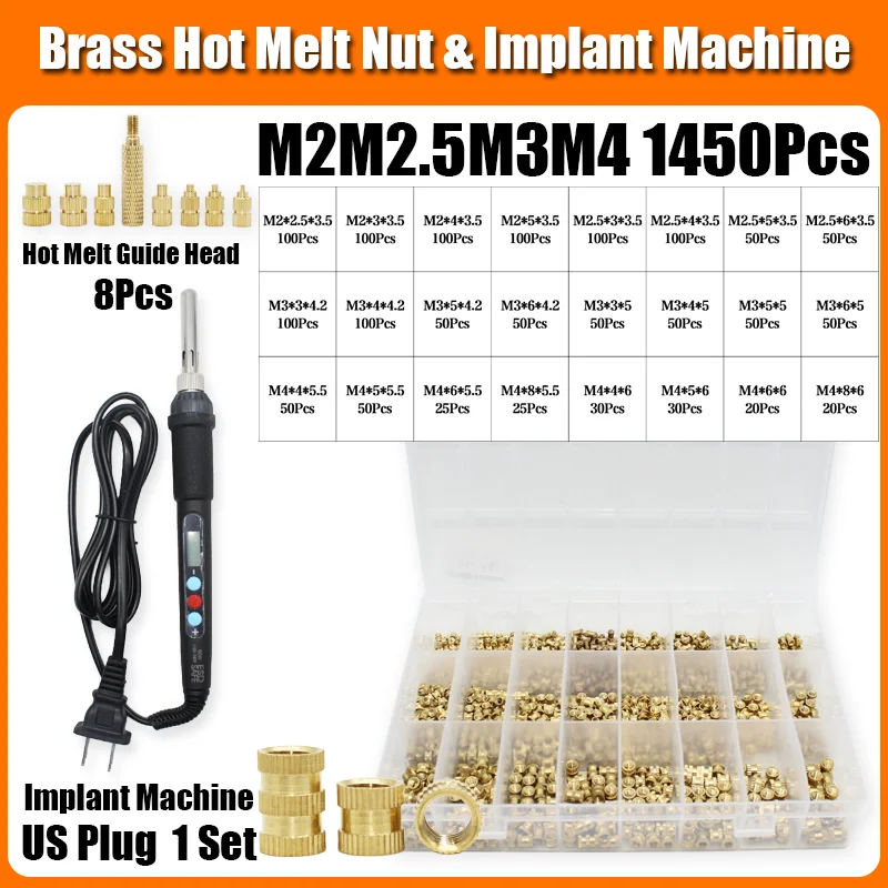Messing-Wärme-Set-Einsatzmutter, elektrischer Lötkolben, 60 W, LCD-Digitalanzeige, einstellbare Temperatur, 220 V/110 V, 3D-Drucker, Kupfermutter – Detail 14