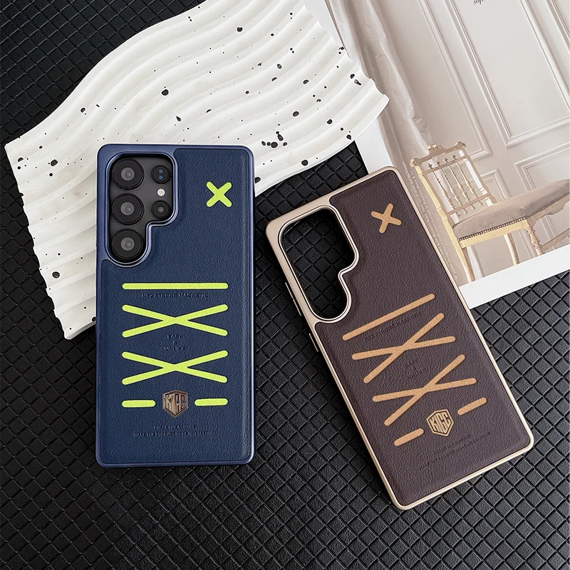 

For Samsung Galaxy S23 S24 S25 Ultra Plus Case KIGC Symphony Series Strong Magnetism Wireless Charging Matte Leather Back Cover