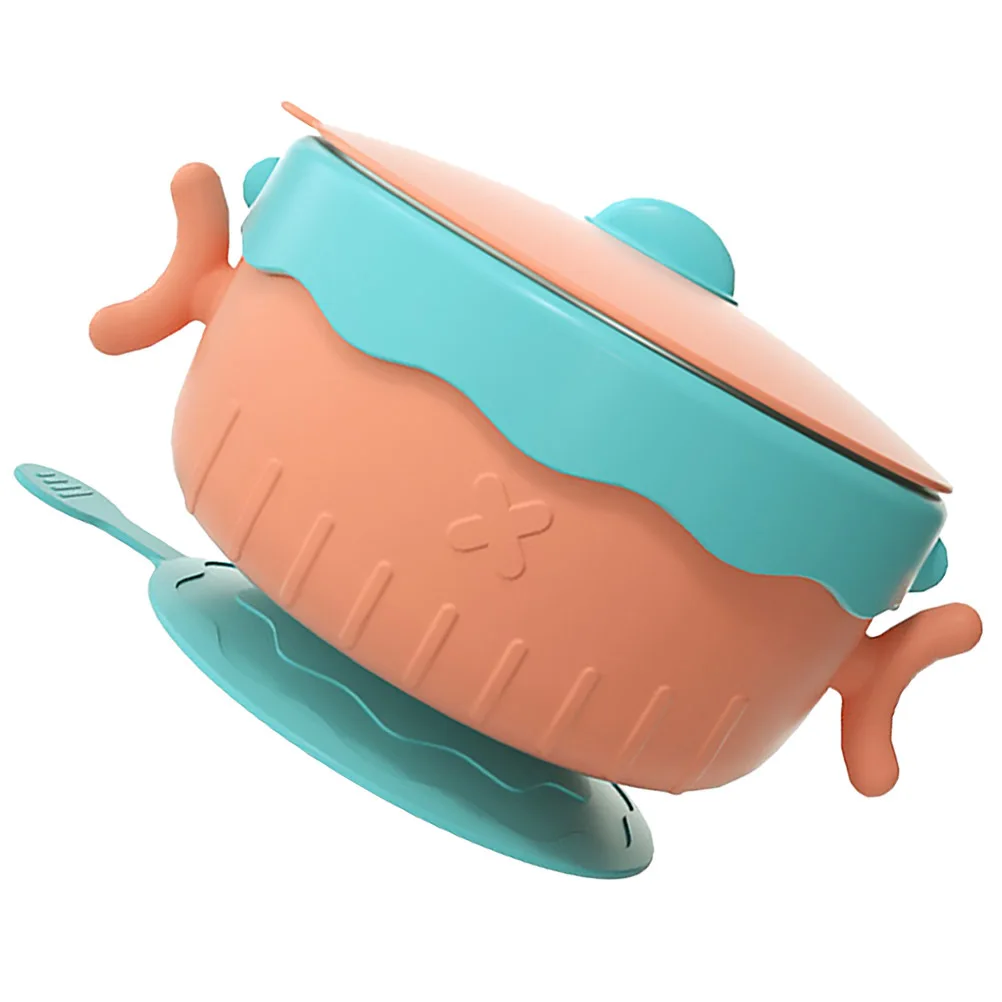 1Pcs Baby Suction Insulation Bowl Durable PP Stainless Steel Tableware Deep Bowl Design Practical Feeding Dinnerware