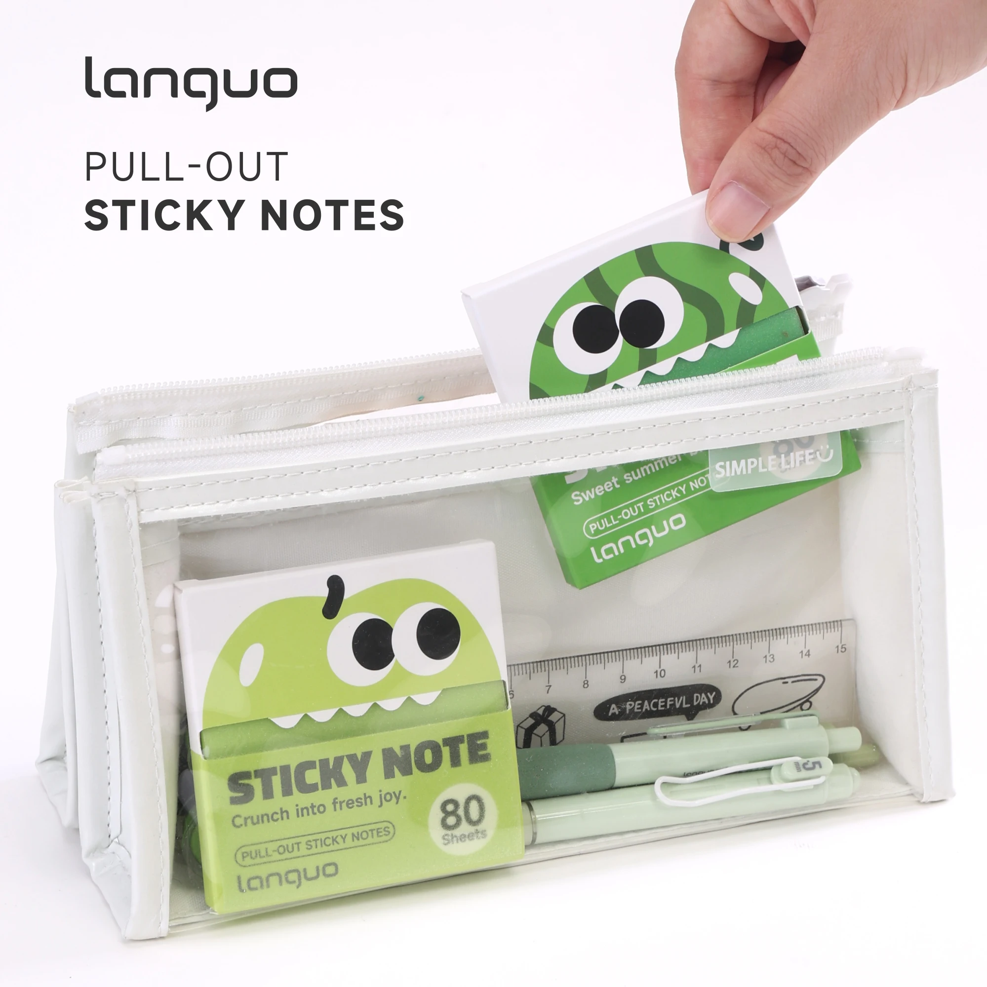 Languo 480Sheets Pull-Type Sticky Note Pearlescent Transparent Paper Self-Adhesive Memo Pads for Office School Stationery Supply