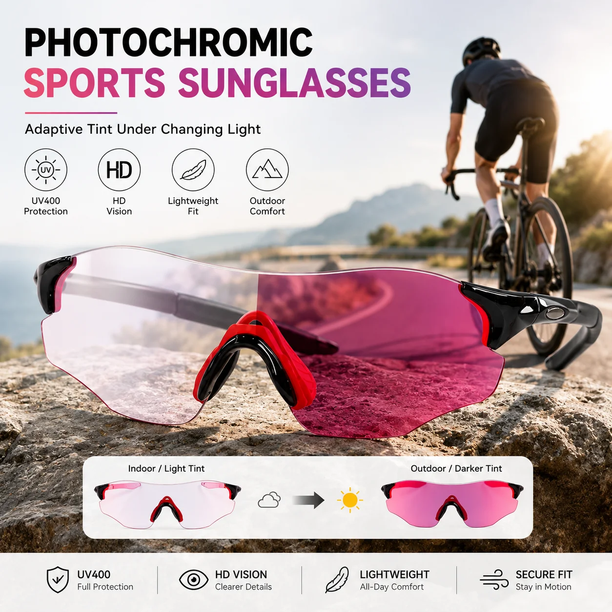 

BEAU FIVE Polarized Sunglasses Men Women UV400 Rimless Sports Bike Glasses Mirror Lens Outdoor Cycling Running Fishing Eyewear