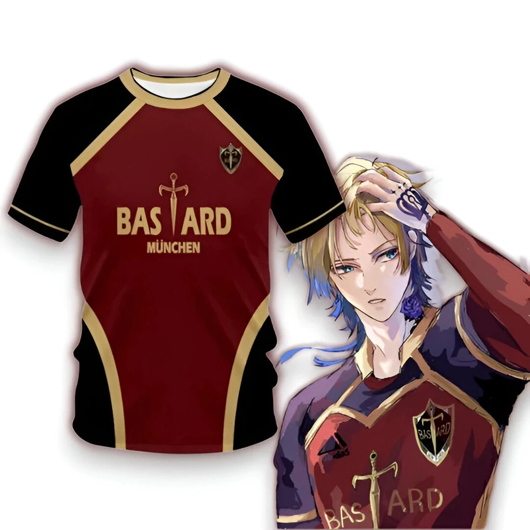 2026 Anime Blue Michael Kaiser Bastard München Football Jersey Men Women Quick Dry Breathable Y2k Sports Short Sleeve T-shirt