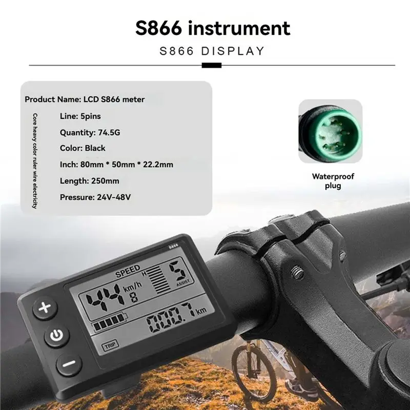 T22C 3X Three Mode Ebike Sine Wave Controller 24V/36V/48V 17A With S866 LCD Display Waterproof Connector For 350W Ebike