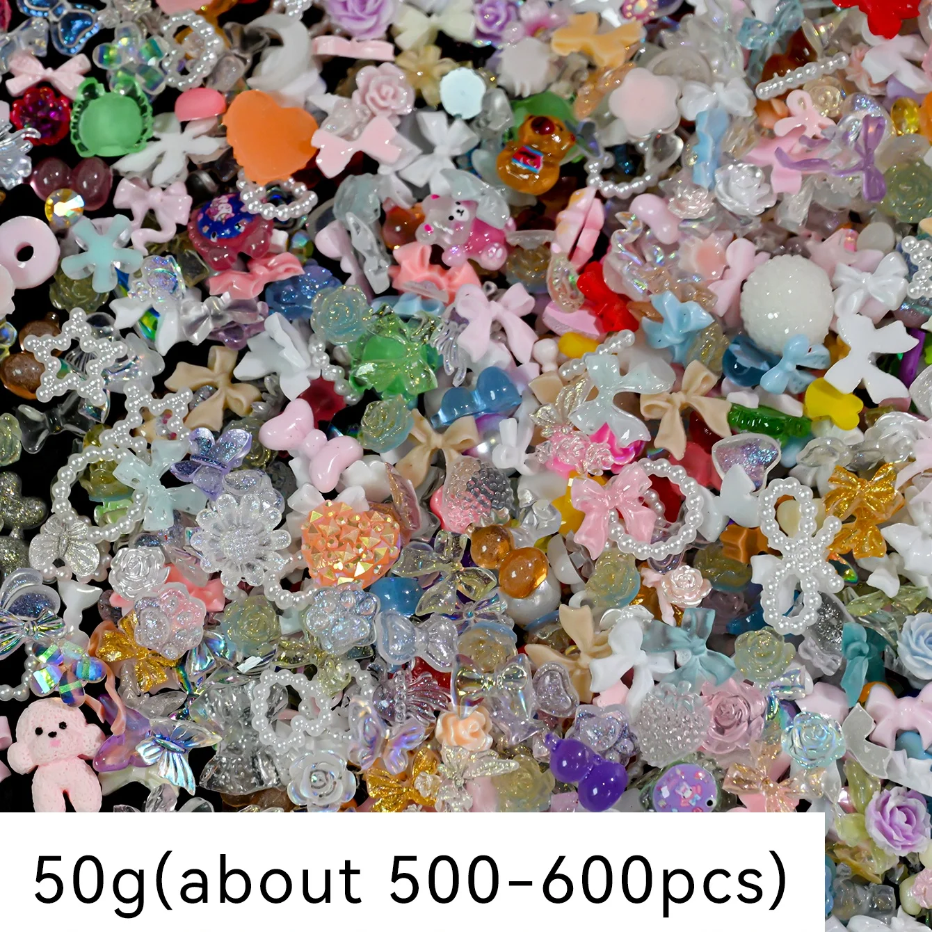 50 جرام/الحقيبة 500-600 قطعة فيونكات راتينج عشوائية/زهور مسمار الفن سحر ثلاثية الأبعاد كاميليا مختلطة/Bowknot/اللؤلؤ مسمار الديكور Craft بها بنفسك الحرفية مانيكير