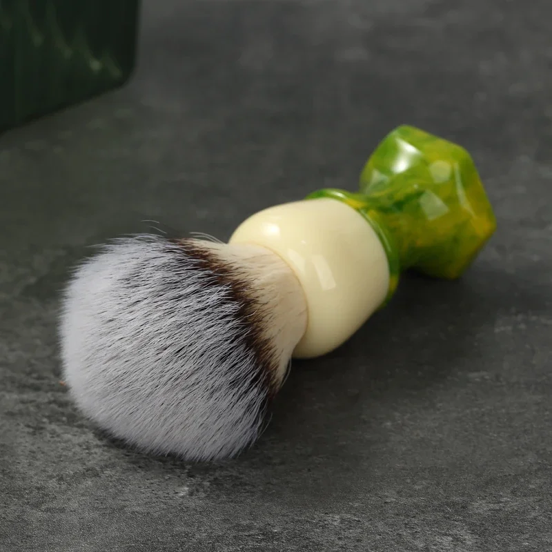 YAQI Green Ever-hopeful Silver Cat's Whisker Synthetic Hair Mens Shaving Brush And High Quality Mens Face Cleaning Shaving Soap