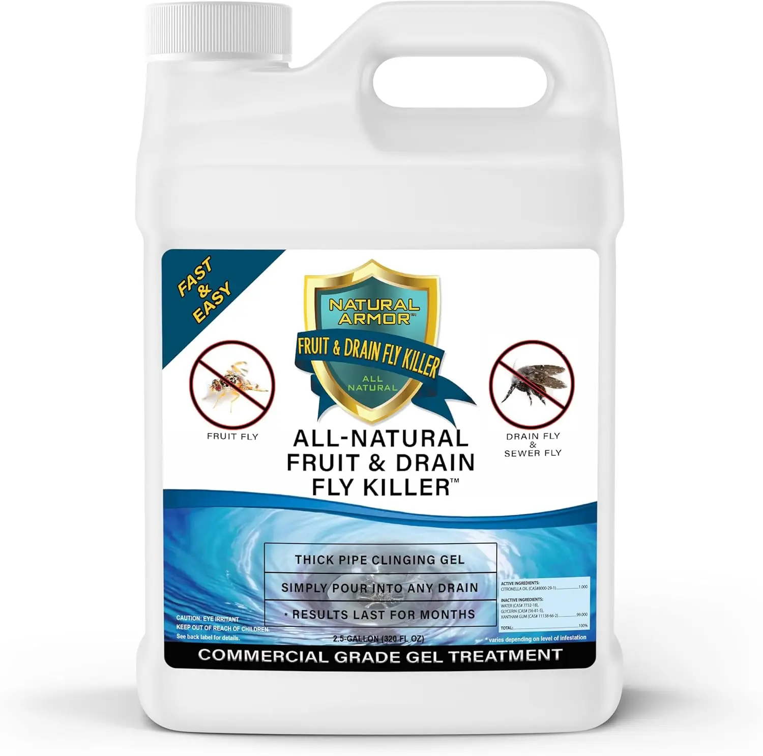 

Powerful Drain Gel Eliminates Fruit Flies & Drain Flies Fast - Safe for All Drains, 1 Gallon