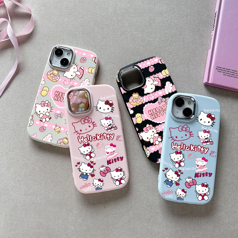 Sanrio Cute Hello Kitty Phone Case For Samsung Galaxy S24 S23 S22 S21 S20 Ultra Plus FE 4G 5G Shockproof Soft Silicone Cover