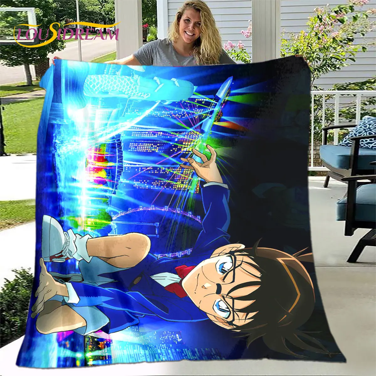 Anime Detective Conan Cartoon Soft Plush Blanket,Flannel Blanket Throw Blanket for Living Room Bedroom Bed Sofa Picnic Cover 3D