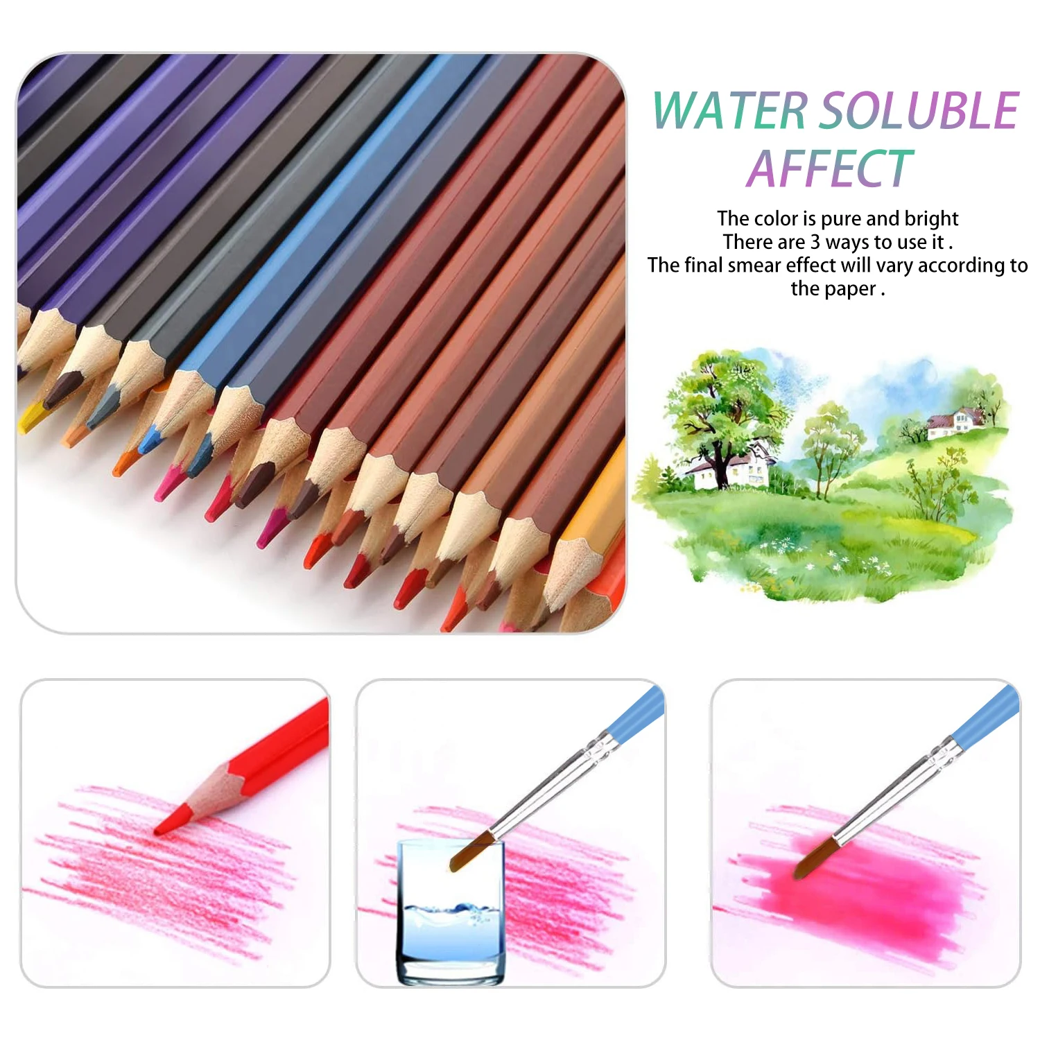 Watercolor Pencils, Set of 48 Professional Colored Pencils for Adult and Teens, Premium Art Supplies for Coloring, Blending and images - 6