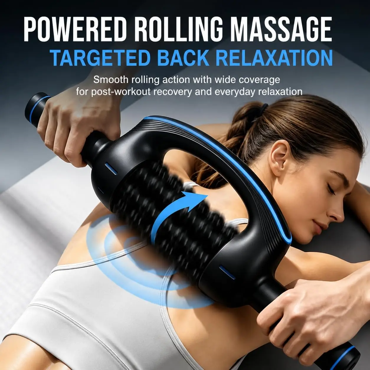 Electric Rolling Percussive Massage Roller  Handheld Deep Tissue Full Body Massager for Back and Leg Muscle Soreness Relief