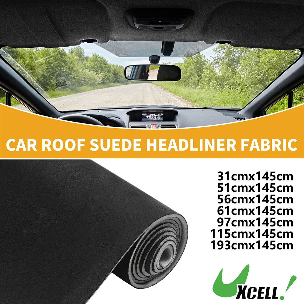 

UXCELL 150G Headliner Fabric for Car Truck RV SUV Boat Automotive Interior Trim DIY Roof Repair Replacement Suede Fabric Black