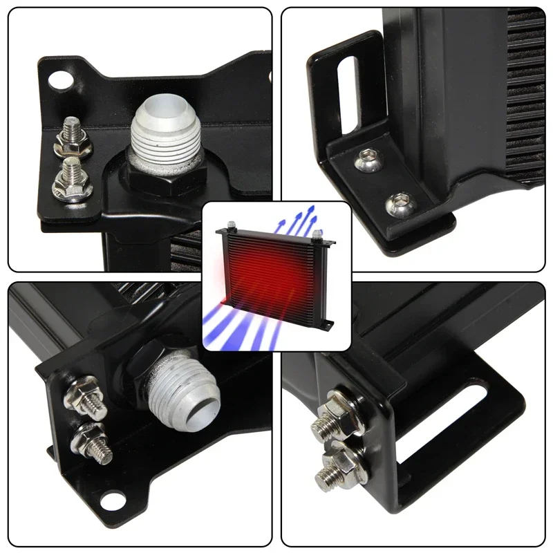 30/34 Row AN10 Engine Oil Cooler w/ Bracket Kit For Chevrolet Corvette Camaro GM C5 C6 LS1 LS2 1997-2019 Cadillac CTS-V Black