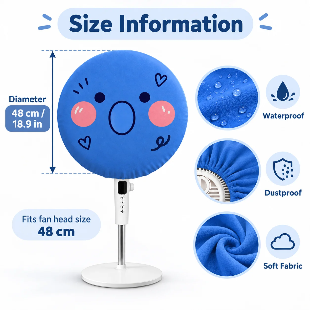Personalized Electric Fan Dust Cover Custom Image Printed Waterproof 48cm Soft Standing Fan Cover with Drawstring for Home Decor