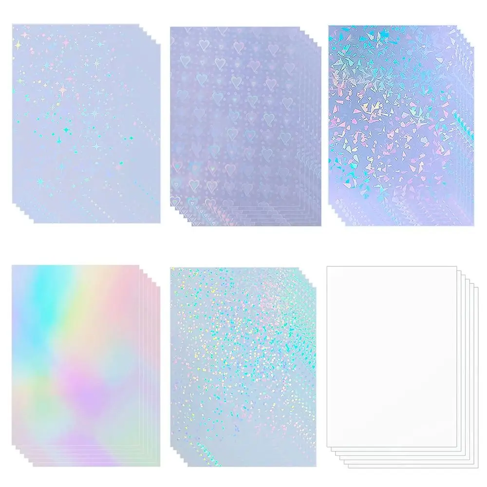 

50Pcs Sand Stars Holographic Sticker Paper 3 Inch 105x74mm Waterproof Cold Lamination Film Clear Self Adhesive Overlay Film