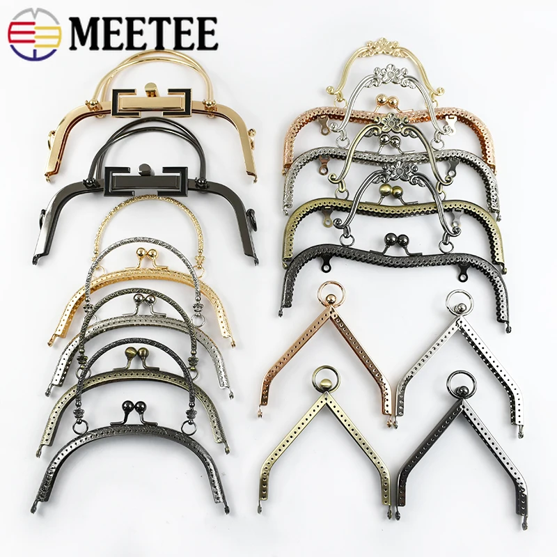 

1Pc Embossed Metal Bag Handle Women's Handbag Purse Frame Wallet Closure Sewing Brackets Kiss Clasp Lock Crafts Bags Accessories