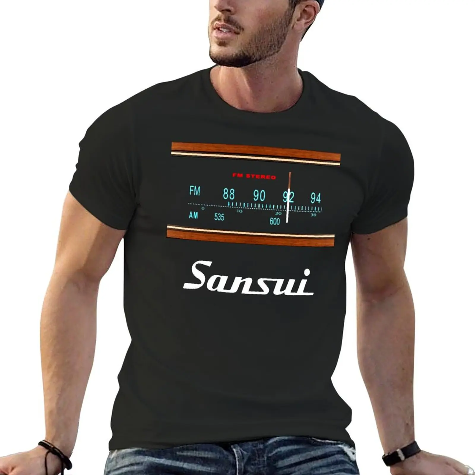 

Sansui Vintage Stereo Tuner Receiver T-Shirt blacks blanks plain t shirts men
