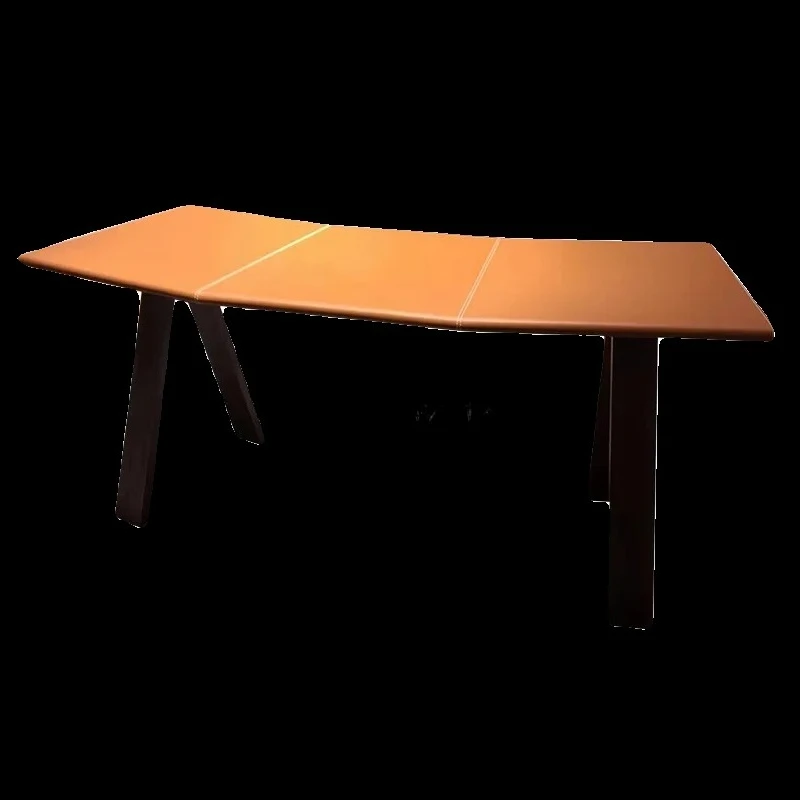 Italian minimalist solid wood saddle leather desk old workbench simple large class desk home