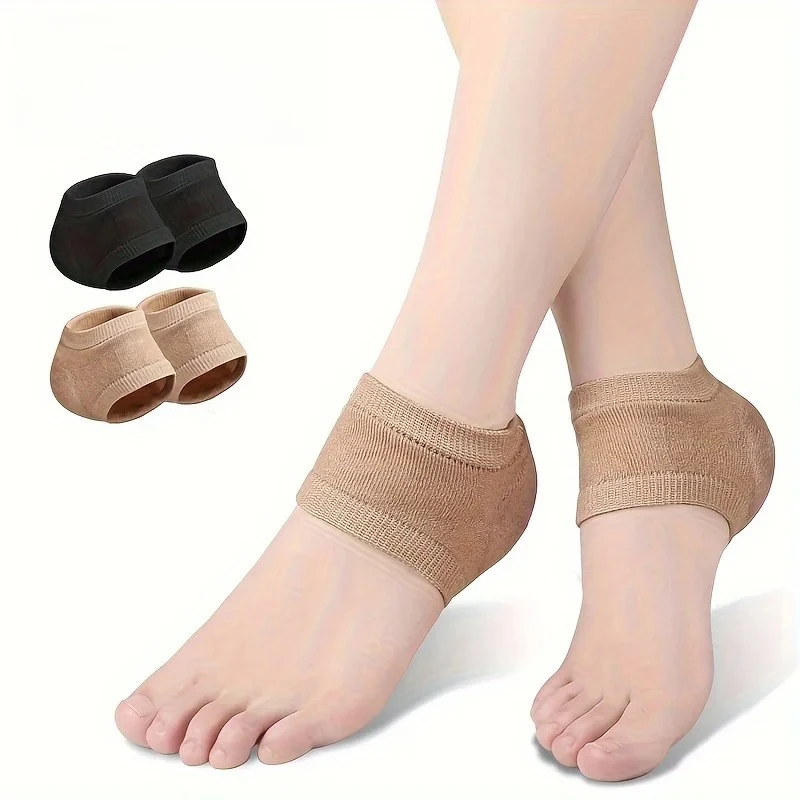 Gel Heel Protector Sleeve, Silicone Heel Pads, Plantar Fasciitis Support, Foot Repair Half-Size Socks, Cushioning Care Pad