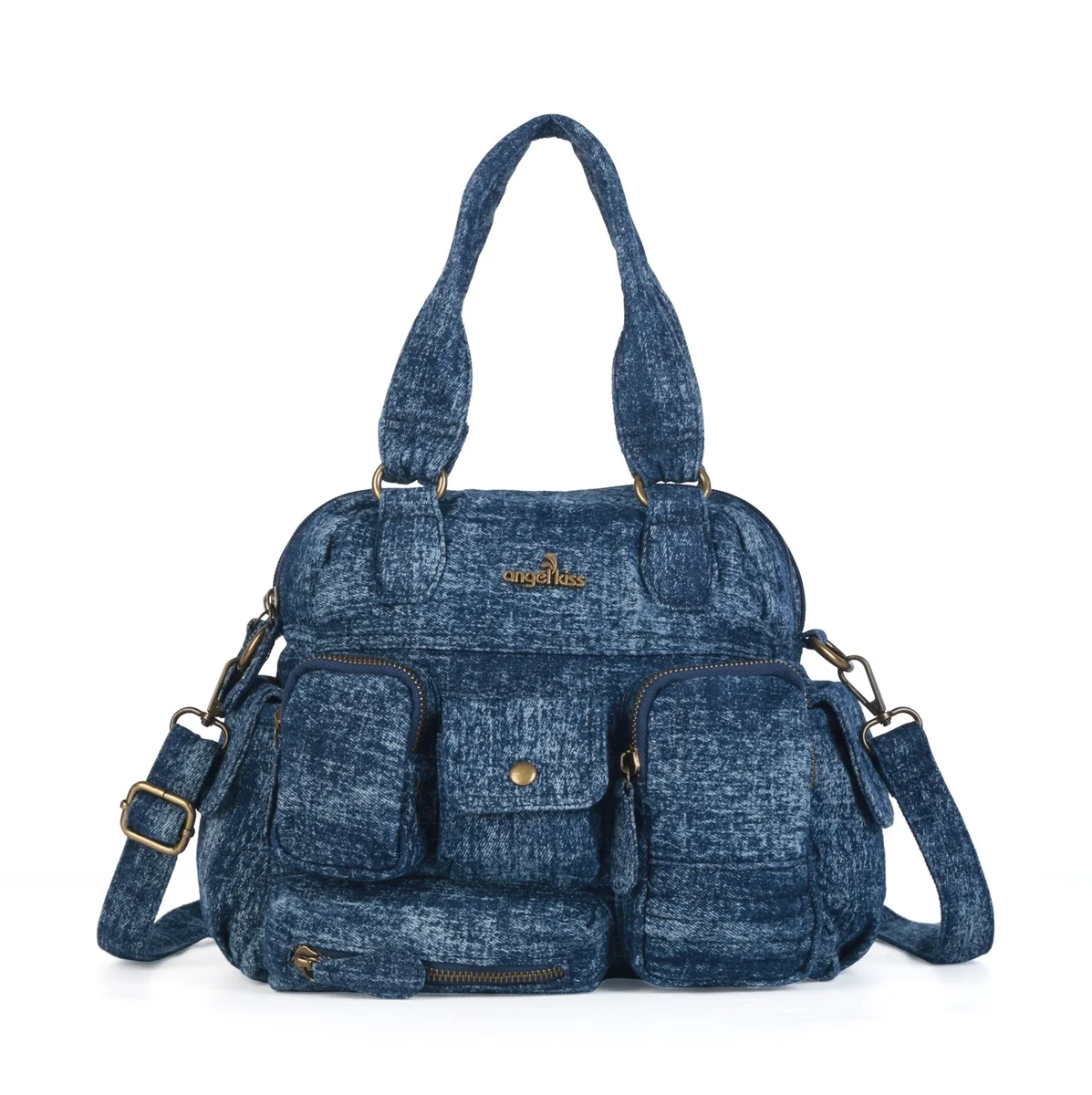 

Angelkiss женские сумки сумка с верхней ручкой сумка для отдыха джинсовая сумка на плечо модная сумка для пельменей сумки на плечо с несколькими карманами