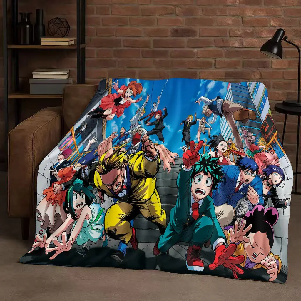 3D Anime My Hero Academia Bakugou Deku Cartoon Flannel Blanket,Ultra Soft Warm Plush Throw for Home Bedroom Bed Sofa Cover Kids