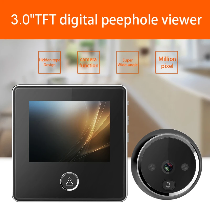 

DD2 3.0 inch LCD Screen Digital Doorbell Infrared Night Vision Door Eye Viewer Electronic Peephole Camera Home Door Bell