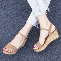 6.5cm Wedges High Heel Holiday Fashion Sandals Open-toe Platform Summer Beach Sandals Womans Shoes Size 31 To 42