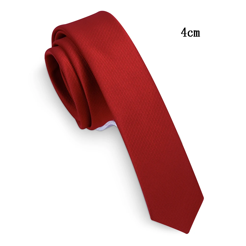 RBOCOTT Skinny Mens Womens Tie 4cm Slim Solid Tie dark green Wine Red Black Blue Purple for Wedding Party Gift