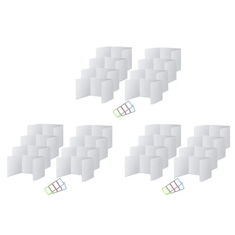 AFOURT-24Pack Schreibtischteiler für Schüler, wasserdichter Kunststoff-Schreibtischteiler, leicht zu reinigender Sichtschutz für den Unterricht, weiß – Detail 1