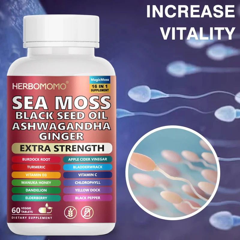 

Nature Muscle Recovery and Endurance Supplement for Men and Women, Sea Moss Black Seed Oil Ashwagandha Supplement, Increase vita