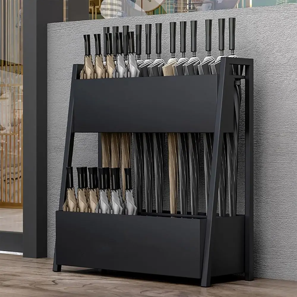 

Metal Square Umbrella Stand Organizer for Home, Office, or Hotel Entryways - Easy Standing Holder Bin, No Installation Needed, B