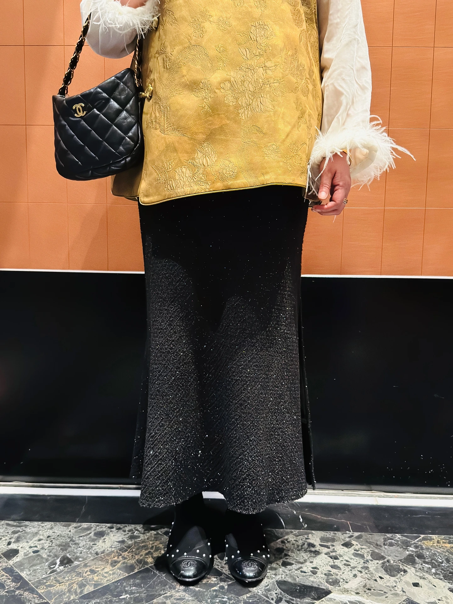 

High Waist Ankle-Length Sequin Fi Tail Skirt plus Size Wool Blend Women's Autumn Winter Korean Sle Simple Design Skirt