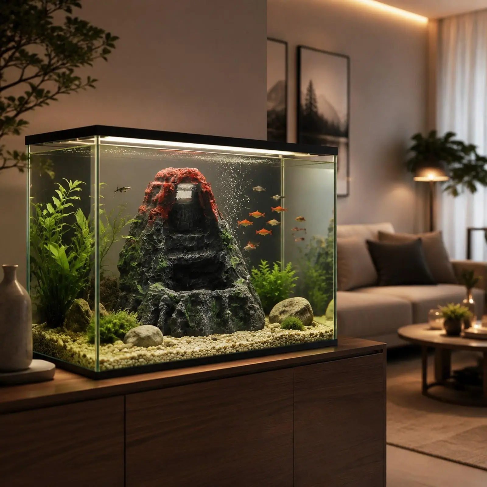 Aquarium Volcano Ornament Decorative Rock Multipurpose Modern Creative Party