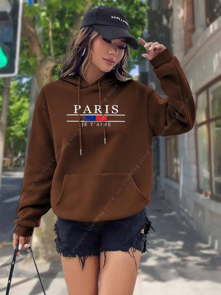 Aesthetic Hoodies for Women Clothes Tops High quality PARIS Graphic Letter Print Sweatshirts Fashion Y2K Ladies Hoodie 2026 New
