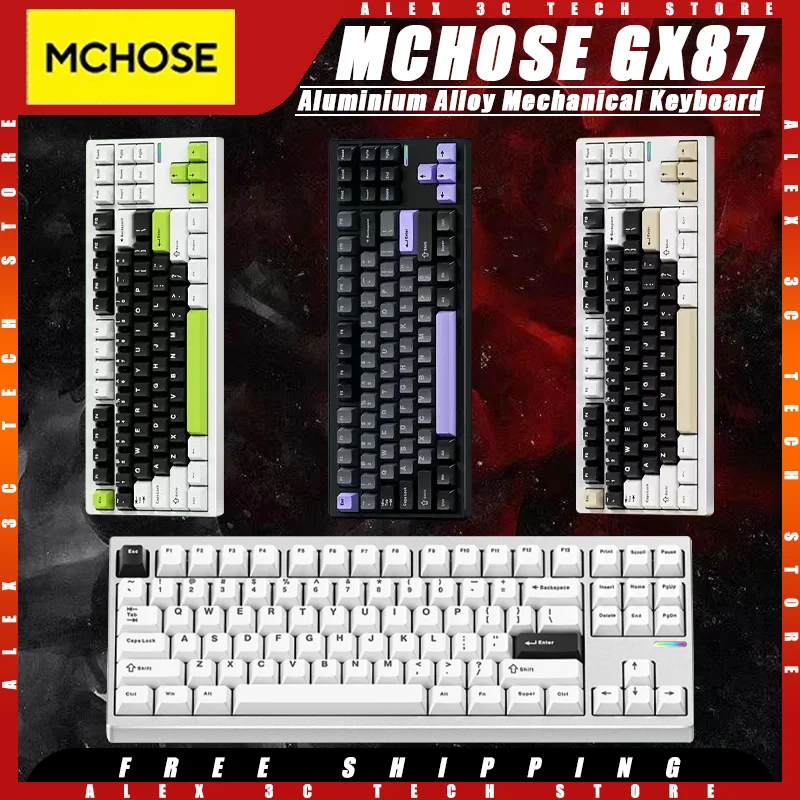 

MCHOSE GX87 Mechanical Keyboard Aluminium Alloy Tri-mode Wireless Gasket Structure Customized Gaming Keyboard Pc Gamer Accessory