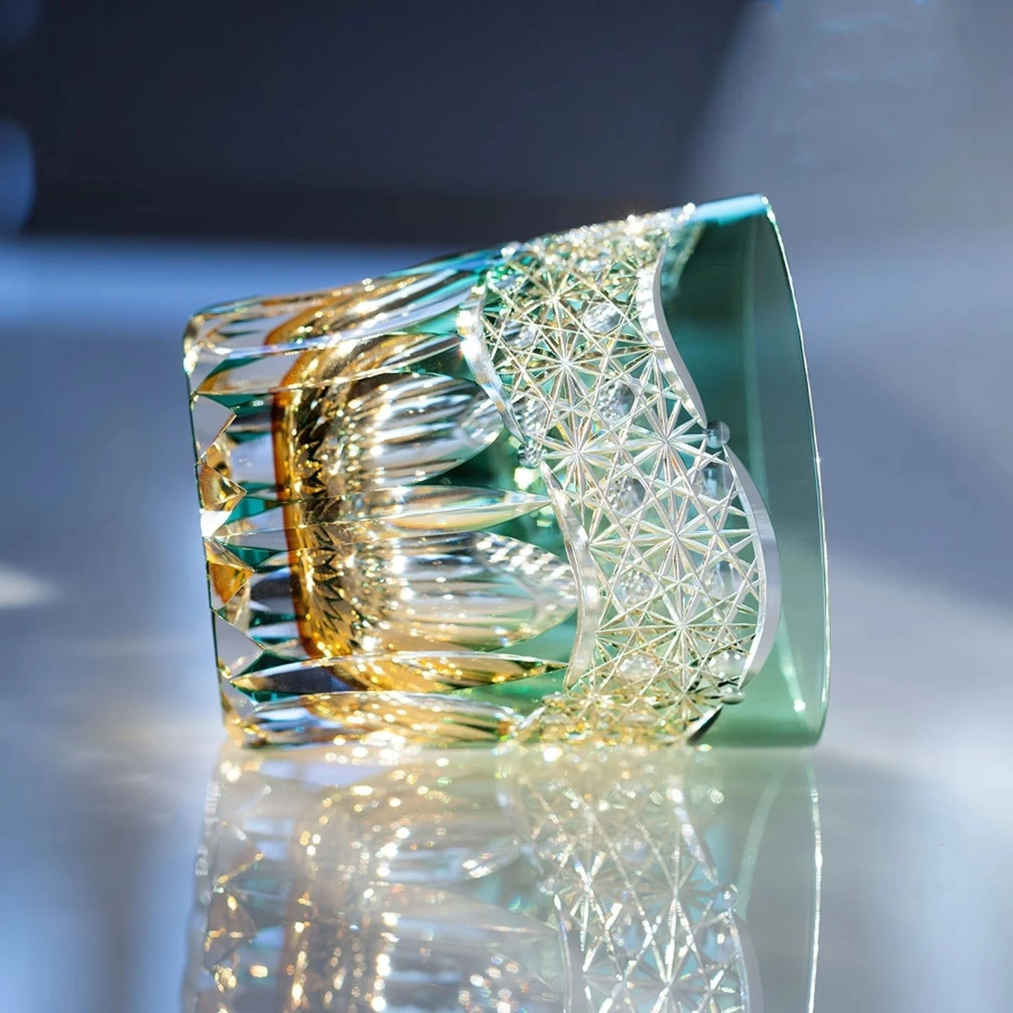Copa de cristal de grabado profundo, exclusiva real de Japón, amanecer, primera luz, Edo Kiriko, taza de whisky, regalo de alta gama, licor, vino, Brandy Snifter