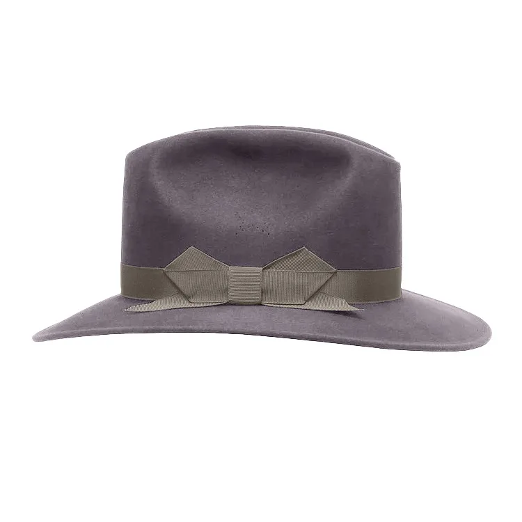 

Cowboy Style Wool Felt Hat Solid Color Felt Hat with Bow Decoration