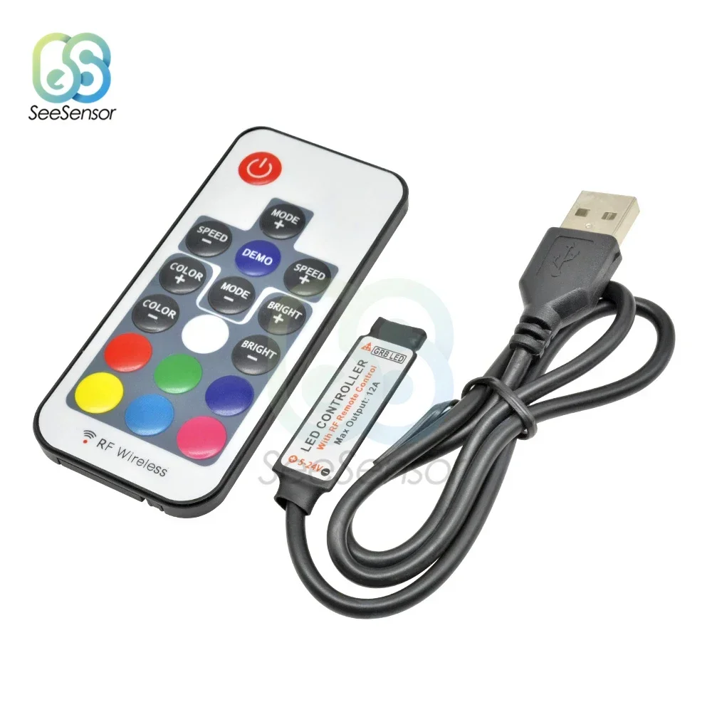 DC 5V 12V Volt RGB USB IR RF telecomando USB LED Strip Light 3 17 24 tasti Remote Wireless per SDM3528 strisce LED