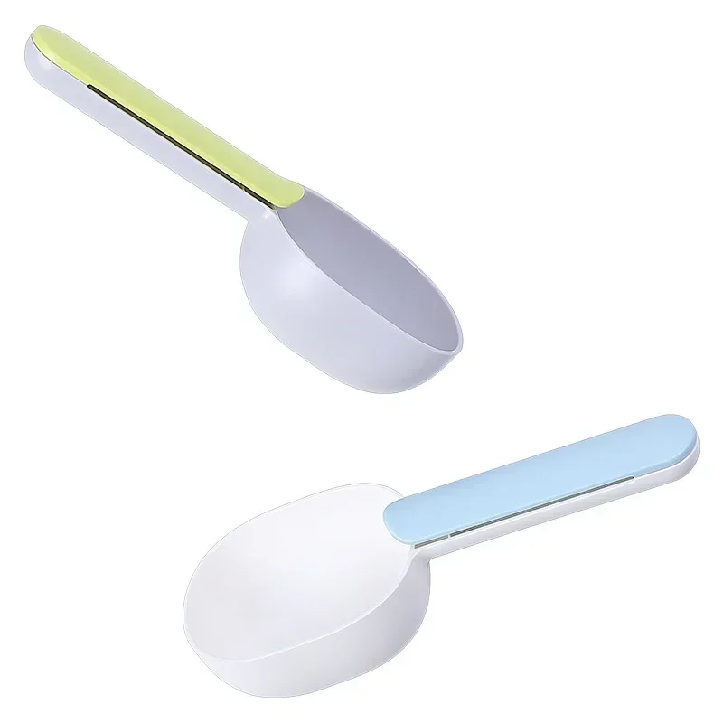 Multifunctional Dog Food Cat Food Shovel Spoon Feeding Spoon Sealed Bag Clip Creative Measuring Cup Curved Design Easy To Clean