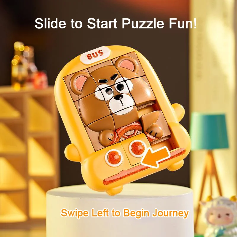 3D Animal Sliding Block Puzzle, Educational Montessori Maze Toy For Logic Training With Cute Pet Figures