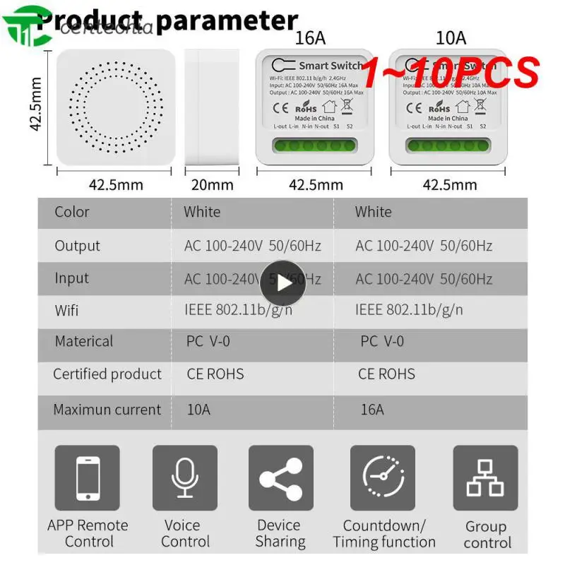 

1~10PCS Tuya 1/2/3/4 Gang WiFi Smart Switch Module 1/2/3/4 Way Control Bottom Box With Smart Life APP Alexa Home