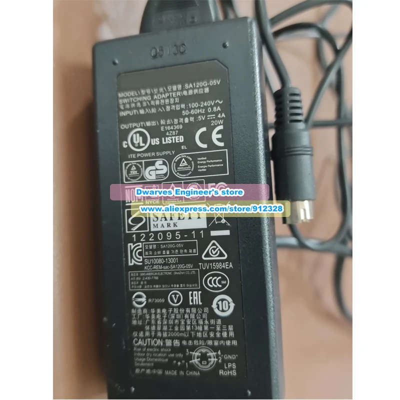 SA120G-05V AC Adapter 5V 4A 20W For SINO-AMERICAN Laptop Power Supply Special 4 pins