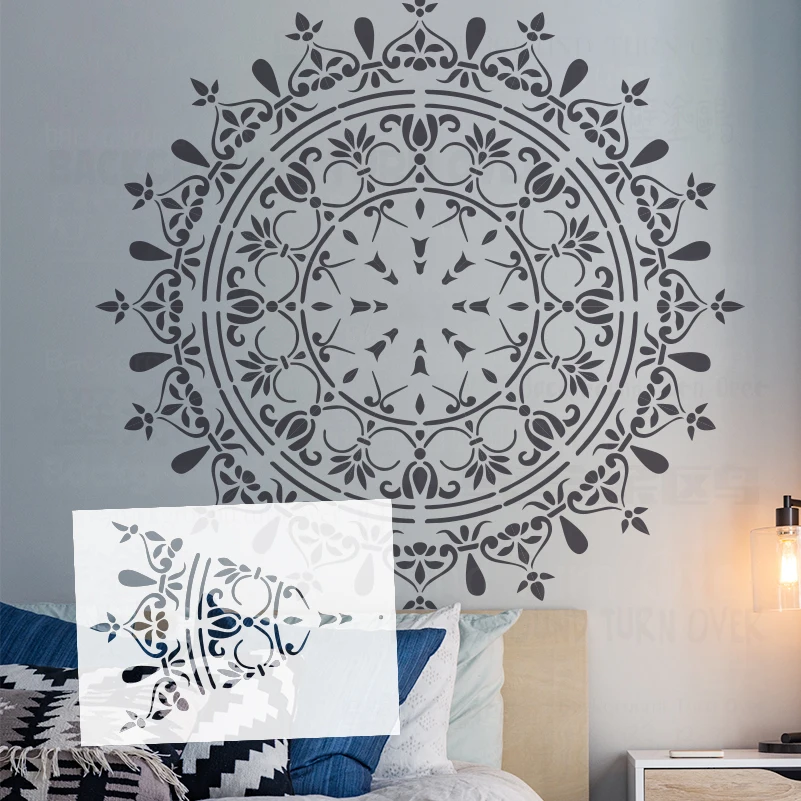 90cm - 130cm Stencil For Painting Decor Wall Decorative Decors Template To Paint Brick Mandala Huge Giant Flower Round S527