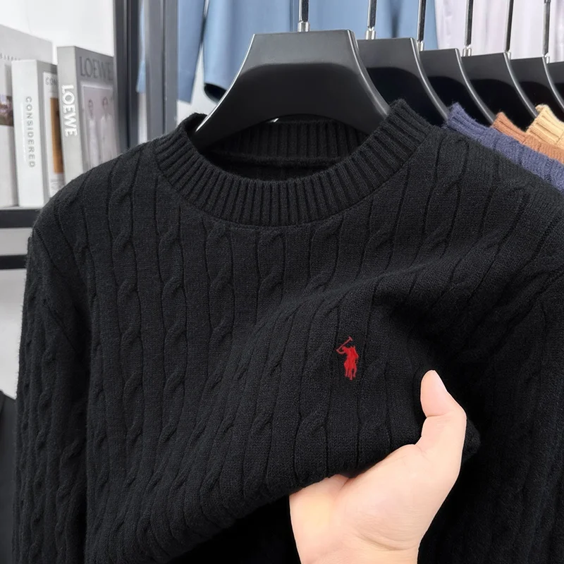 Hochwertige Casual Rundhalspullover Herren Herbst Winter neue Persönlichkeit Zipper Design Luxusmarke Golf Pony Stickerei Mode Stricken Sweater – Detail 13