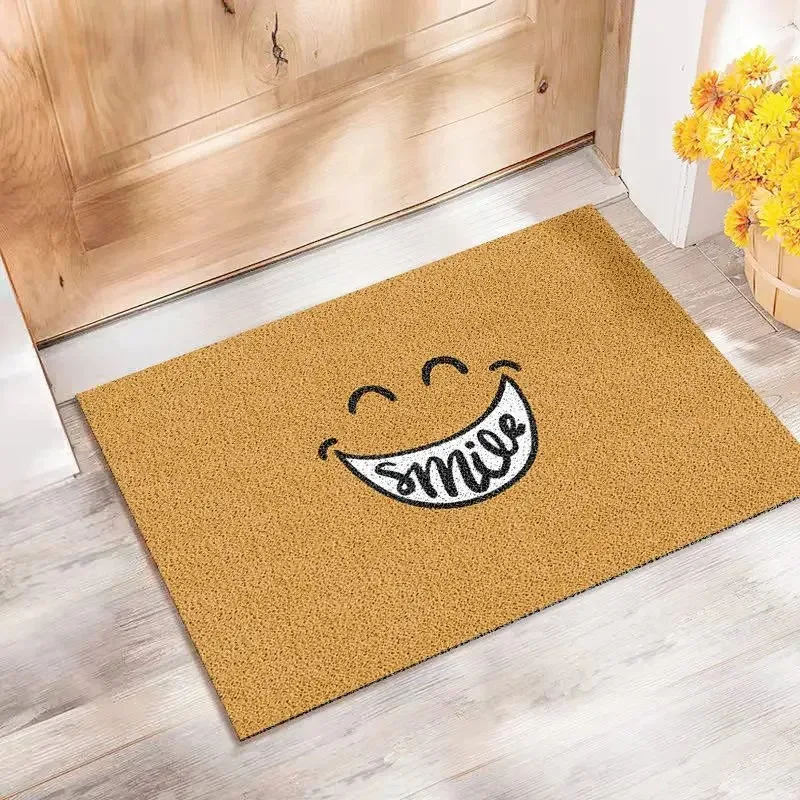Cute Smiley Face Doormat Entry Door Floor Mat Silk Ring Foot Rugs Porch Change Insole Carpet Rubbing Dust Non-slip Rug Fussmatte