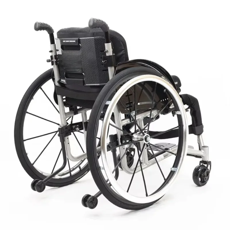 Sports Wheelchair, Height Adjustable and Replaceable Aluminum Backrest 1 Year Warranty Lightweight Portable Foldable