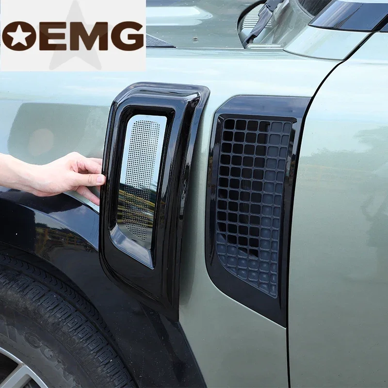 

For Land Rover Defender 90 110 2020-2023 Black ABS Car Side Vent Air Flow Fender Intake Hole Grille Styling Sticker Accessories